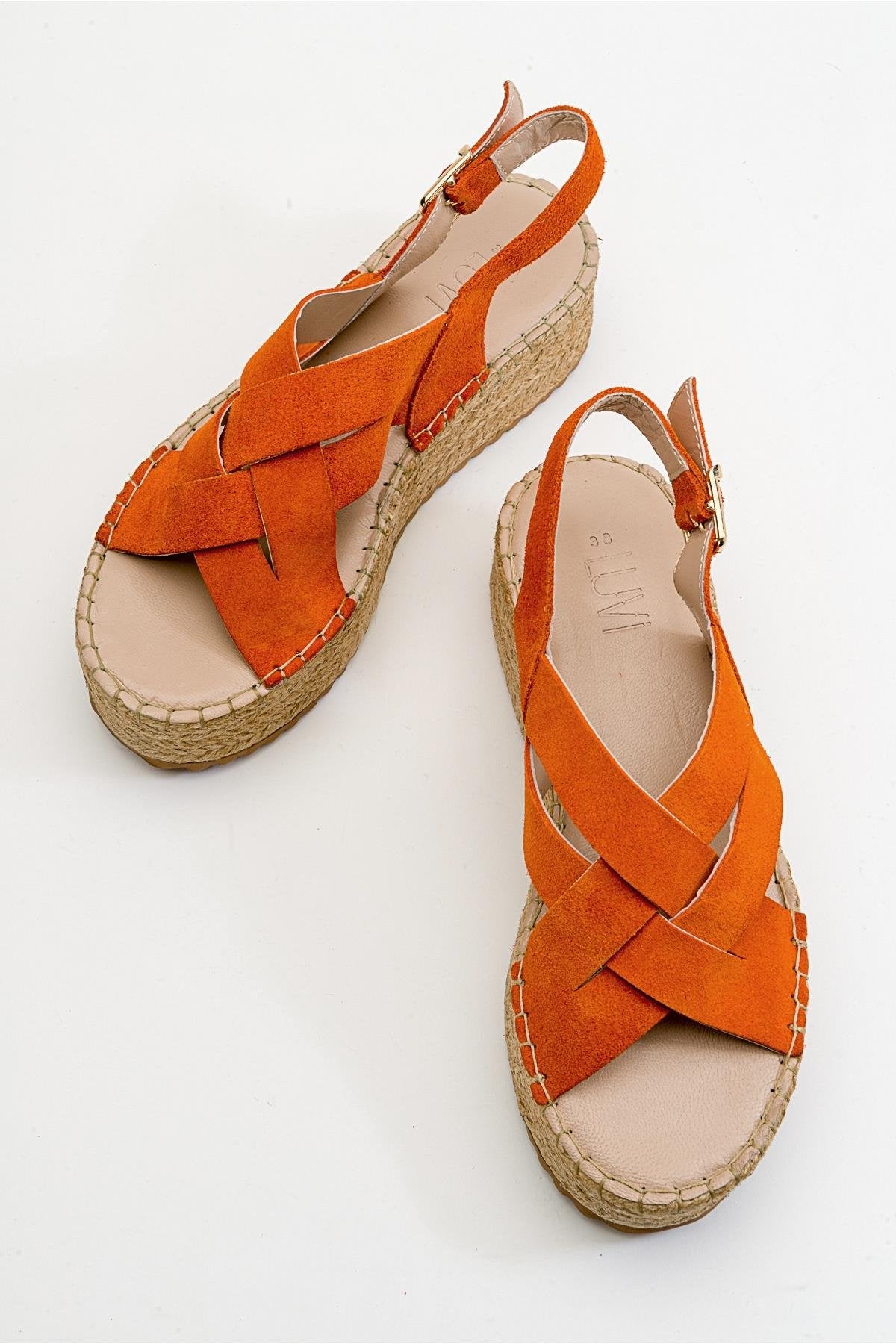 Lontano - Orange Suede Leather Platform Sandal (Women)