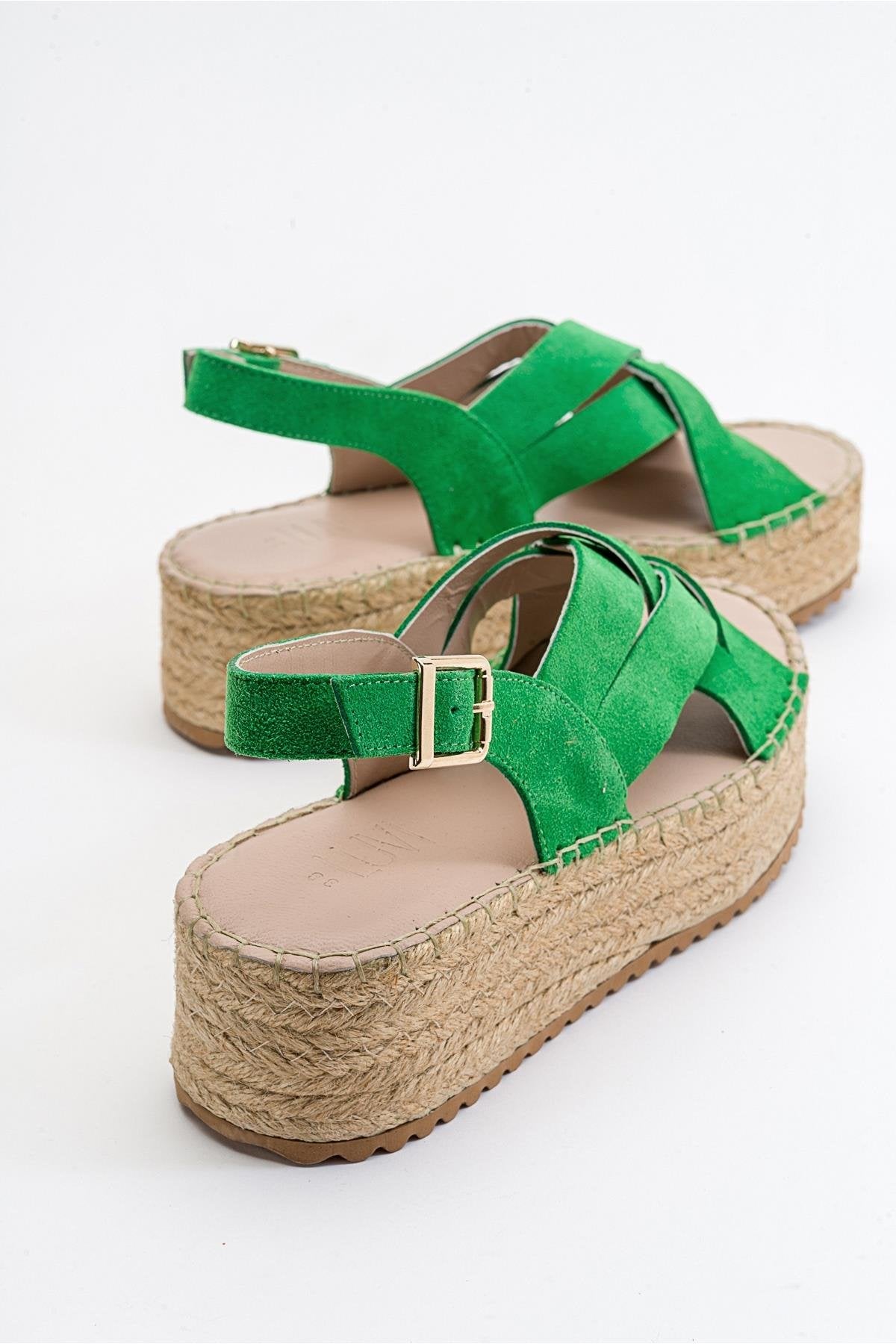 Lontano - Green Suede Leather Platform Sandal (Women)