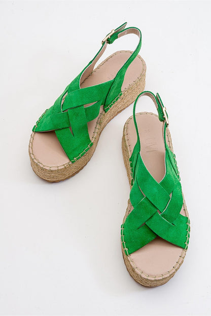 Lontano - Green Suede Leather Platform Sandal (Women)