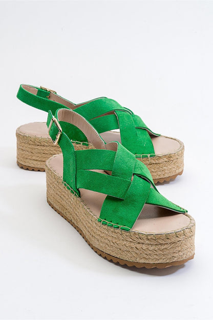 Lontano - Green Suede Leather Platform Sandal (Women)