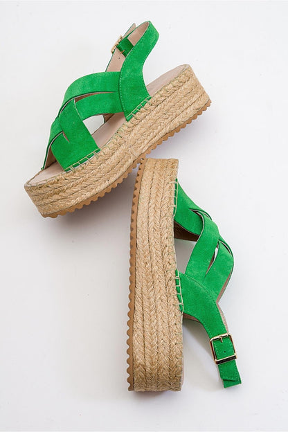 Lontano - Green Suede Leather Platform Sandal (Women)