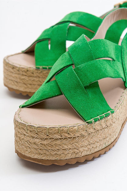 Lontano - Green Suede Leather Platform Sandal (Women)