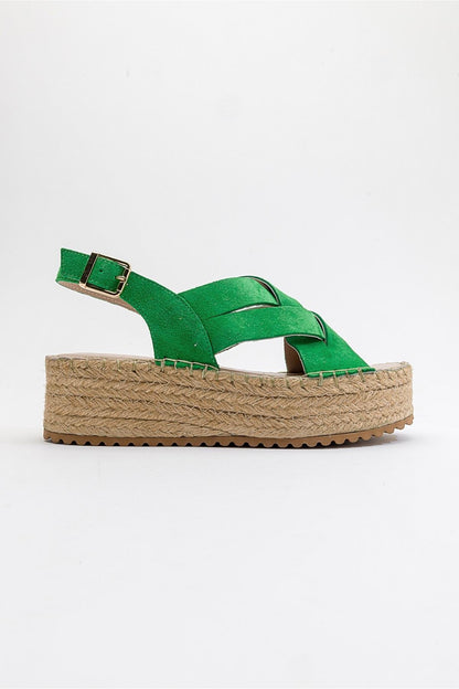 Lontano - Green Suede Leather Platform Sandal (Women)