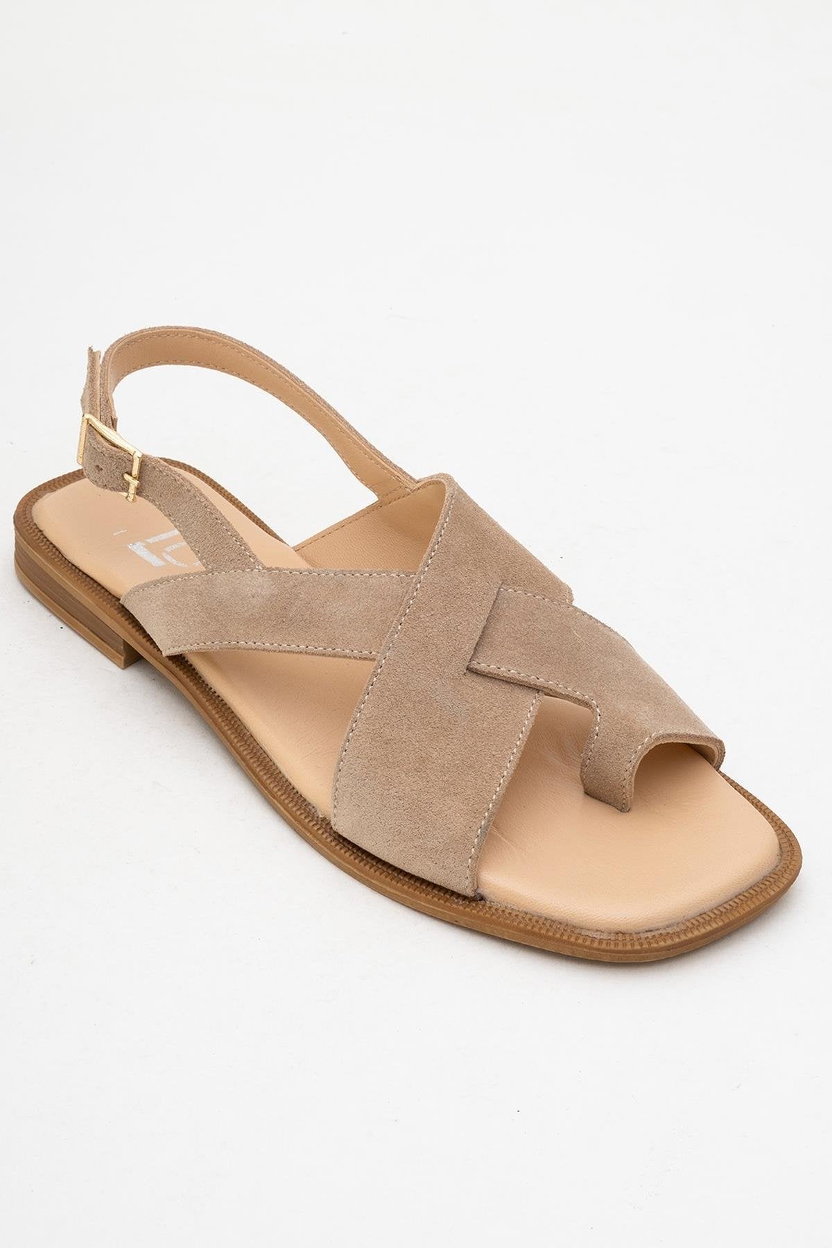 Louna - Beige Suede Leather Thong Sandals (Women)