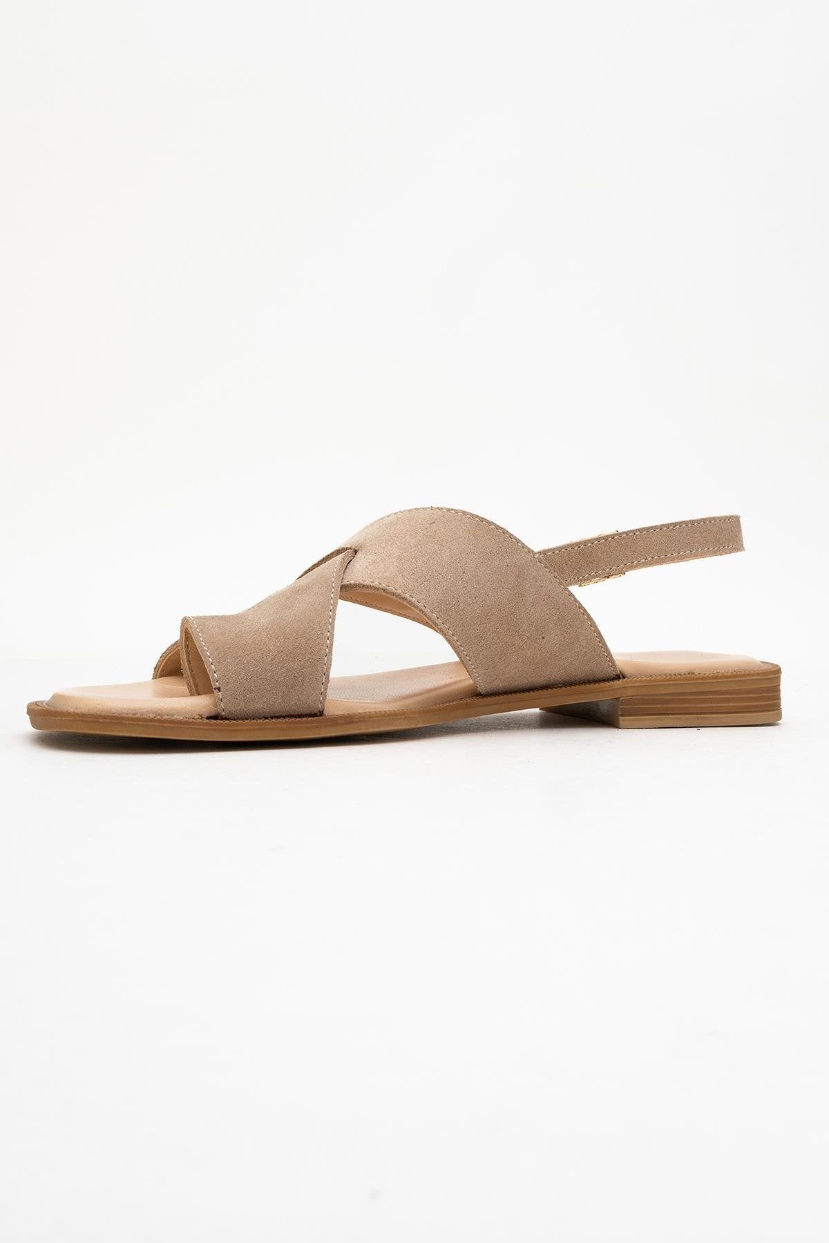 Louna - Beige Suede Leather Thong Sandals (Women)