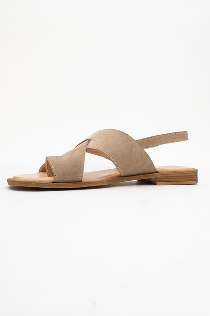 Louna - Beige Suede Leather Thong Sandals (Women)