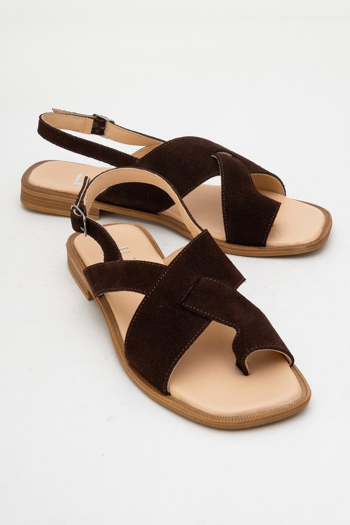 Louna - Brown Suede Leather Thong Sandals (Women)