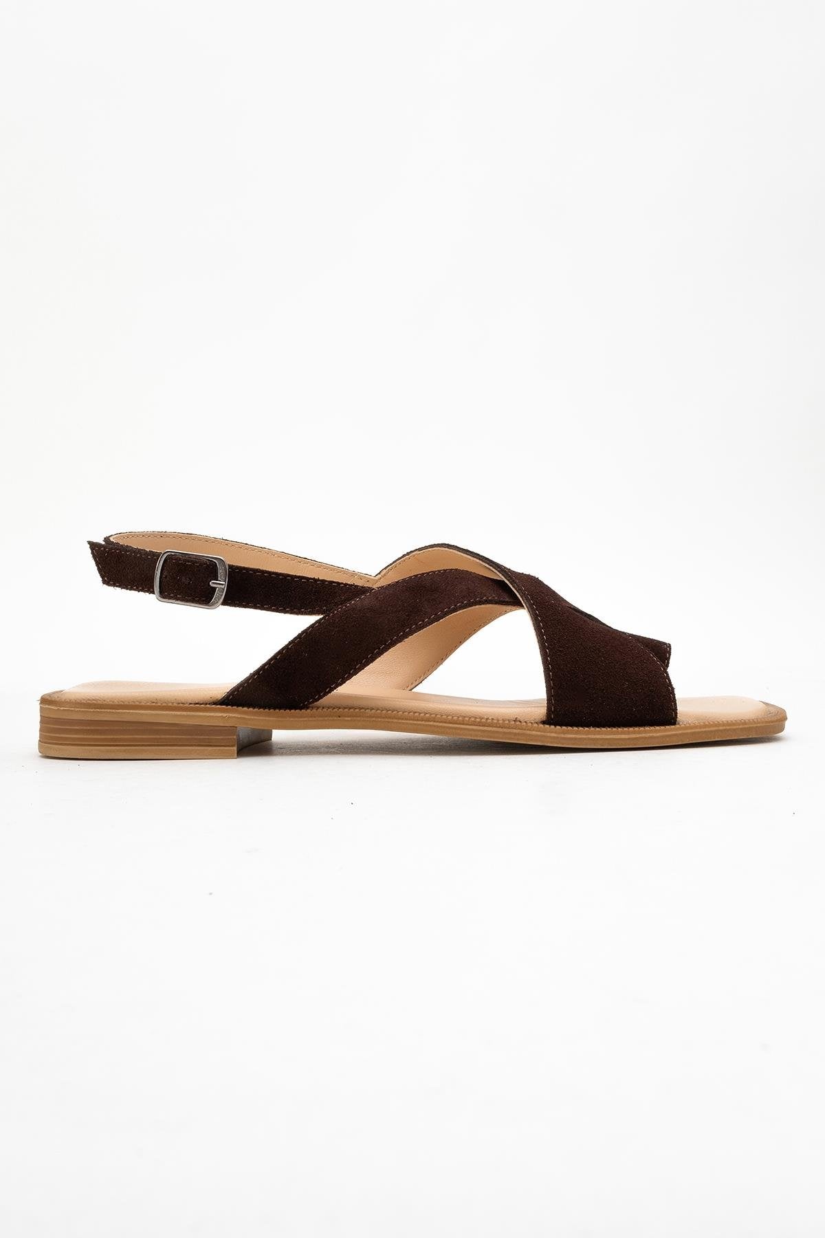 Louna - Brown Suede Leather Thong Sandals (Women)