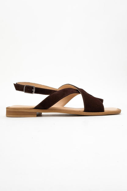 Louna - Brown Suede Leather Thong Sandals (Women)