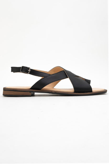 Louna - Black Leather Thong Sandals (Women)