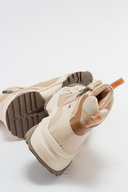 Lowel Beige-Brown Sneaker Boot (Women)