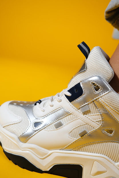 Lowel White-Navy Sneaker Boot (Women)