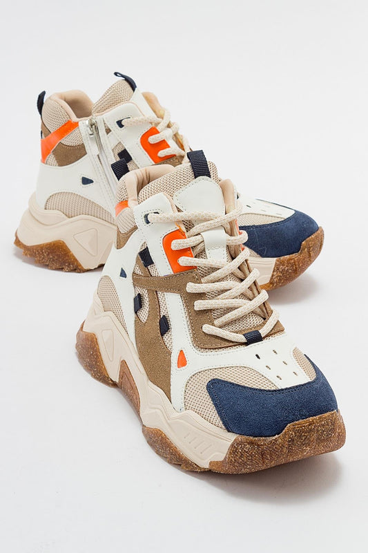 Lowel Navy Multi Sneaker Boot (Women)