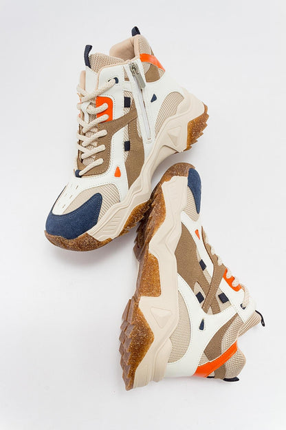 Lowel Navy Multi Sneaker Boot (Women)