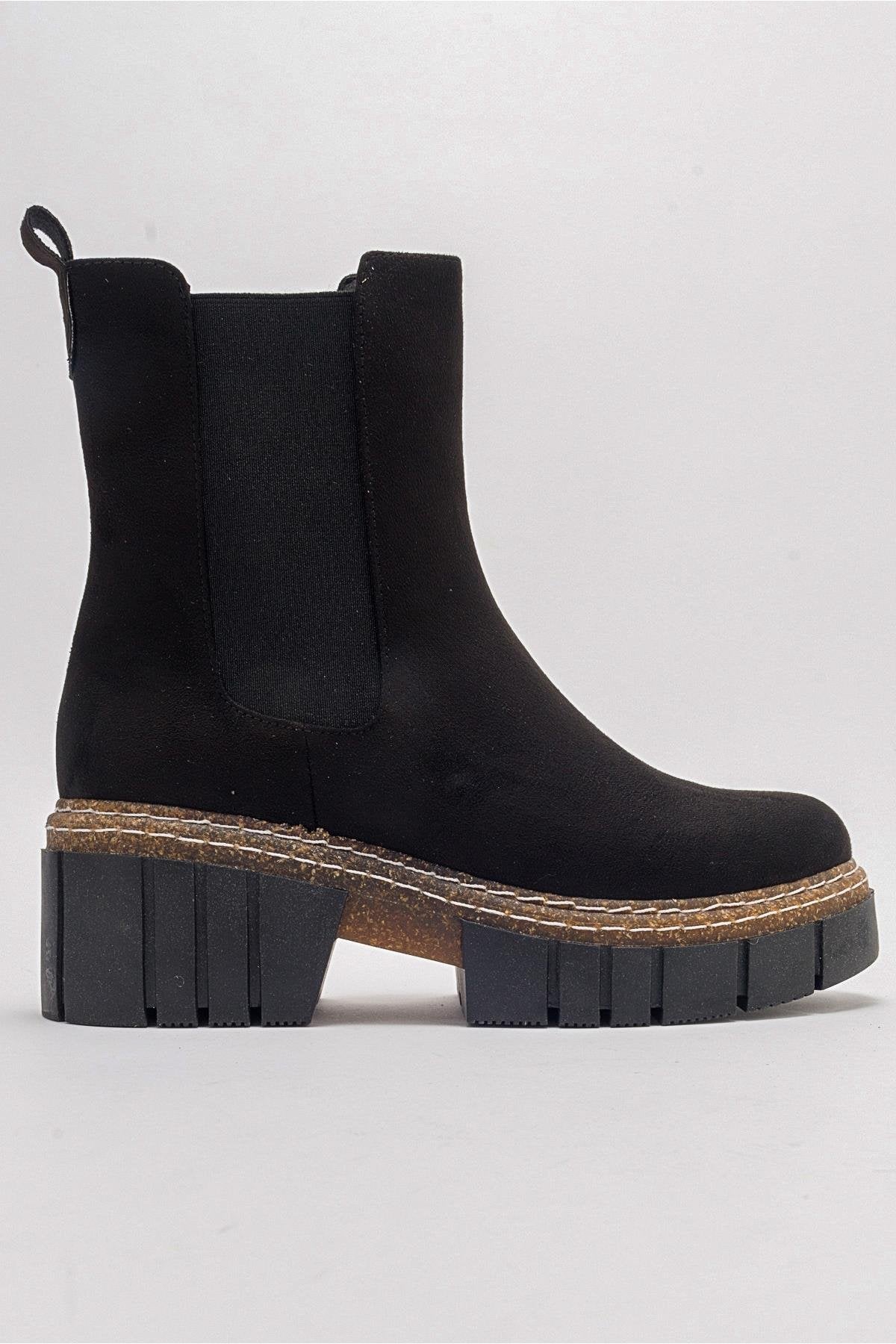 Luz Black Suede Block Heel Boot (Women)