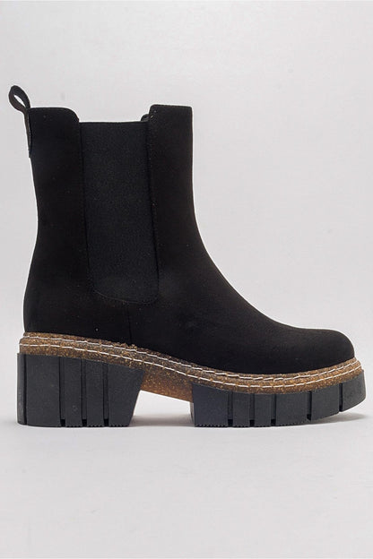 Luz Black Suede Block Heel Boot (Women)