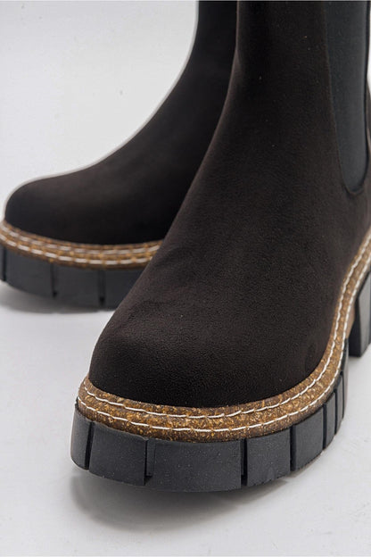 Luz Black Suede Block Heel Boot (Women)