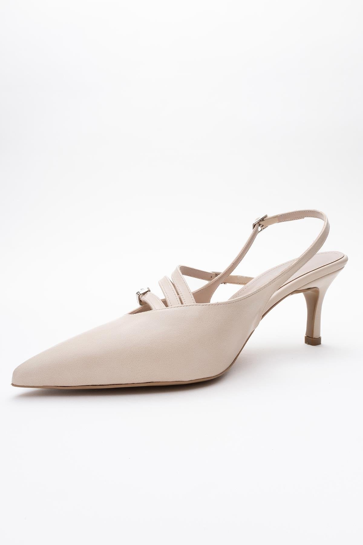 Magra Beige Cilt Pointed-Toe Slingback Stiletto (Women)