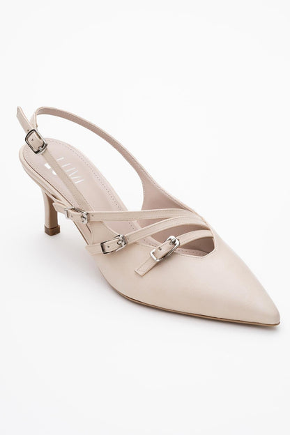 Magra Beige Cilt Pointed-Toe Slingback Stiletto (Women)