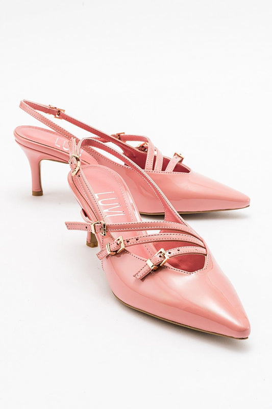 Magra Blush Patent Pointed-Toe Slingback Stiletto (Women)