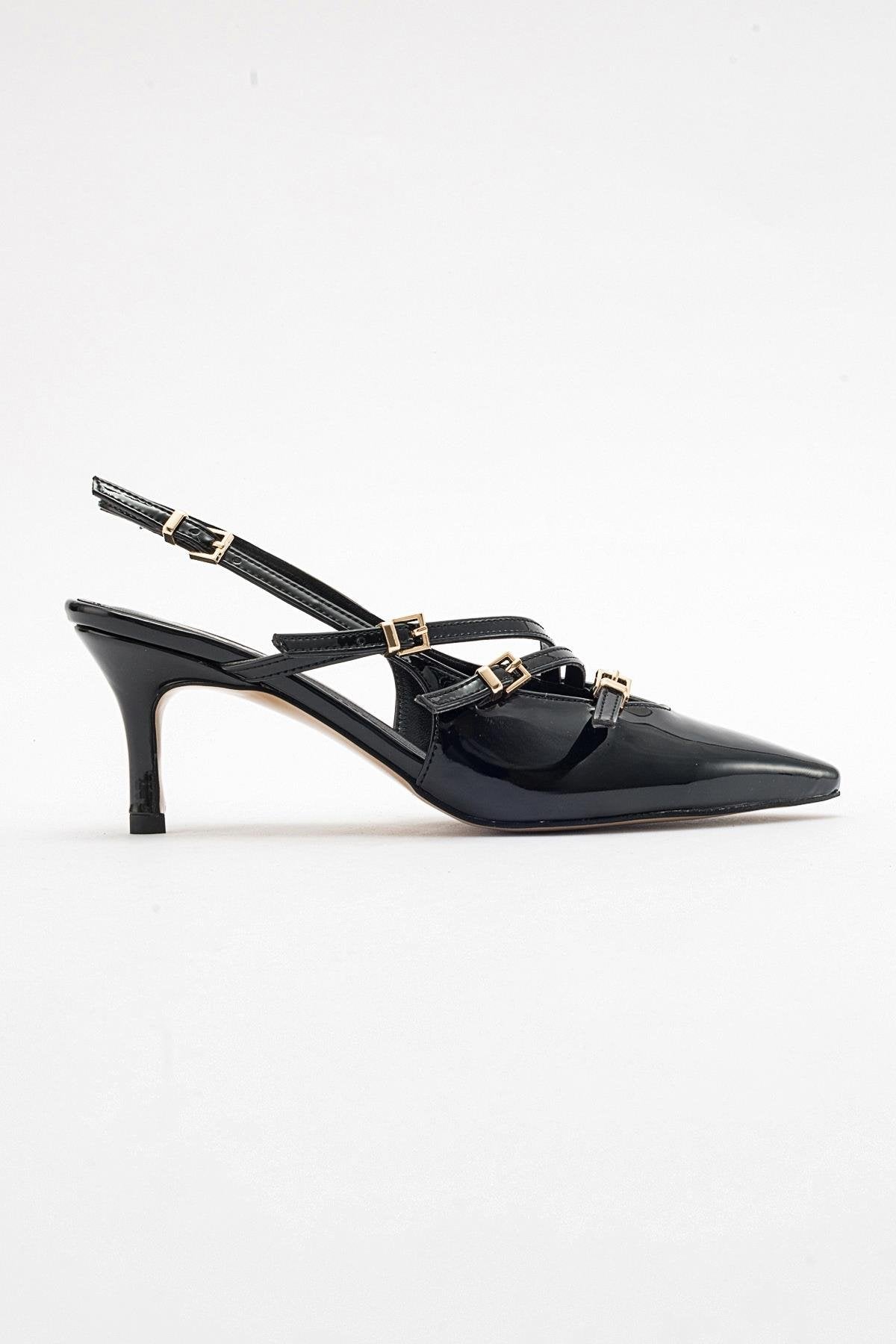 Magra Black Patent Pointed-Toe Slingback Stiletto (Women)