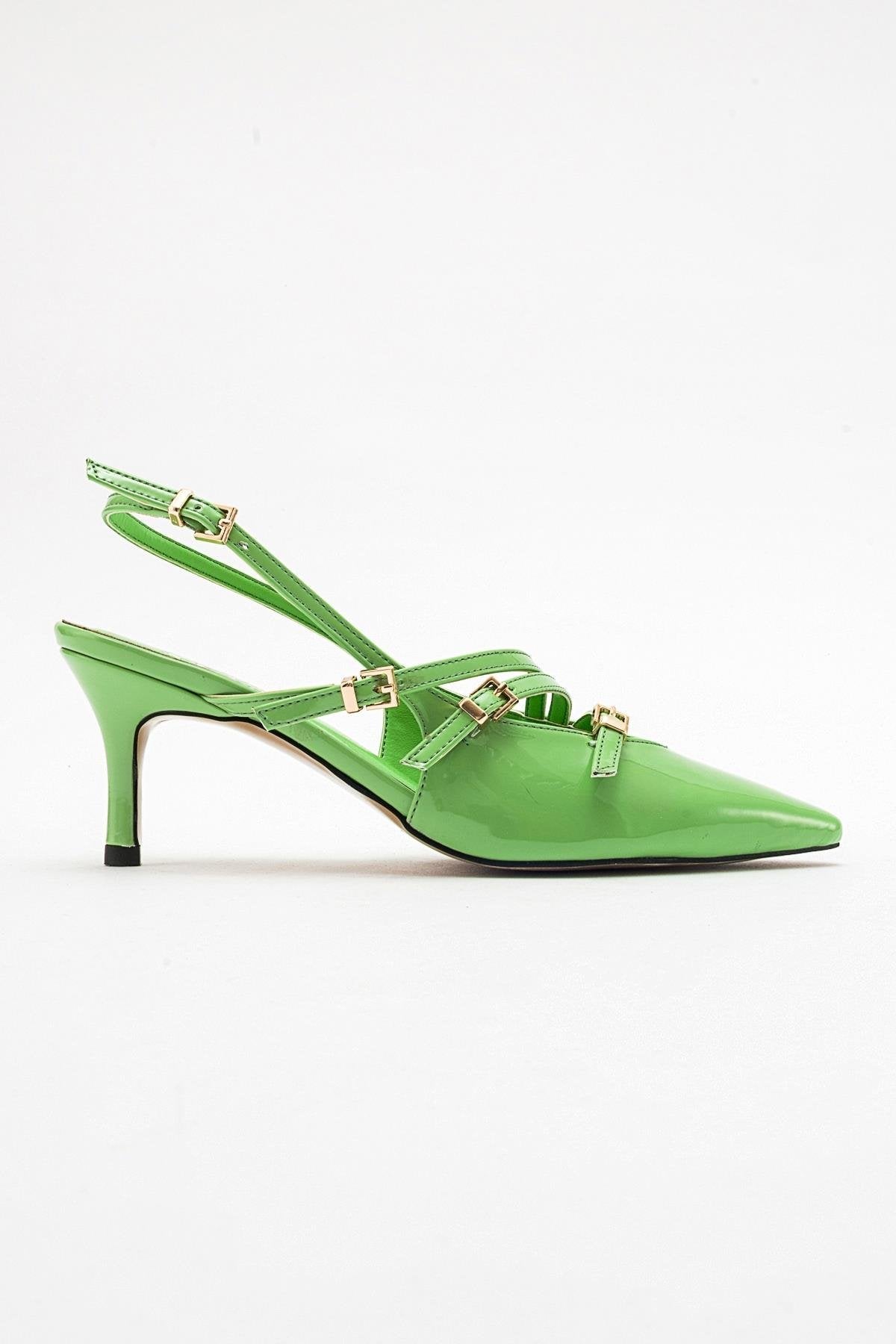 Magra Green Patent Pointed-Toe Slingback Stiletto (Women)