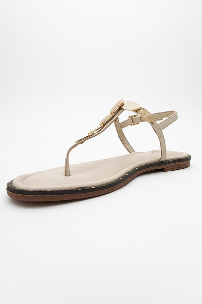 Marea - Beige Leather Flat Sandal (Women)
