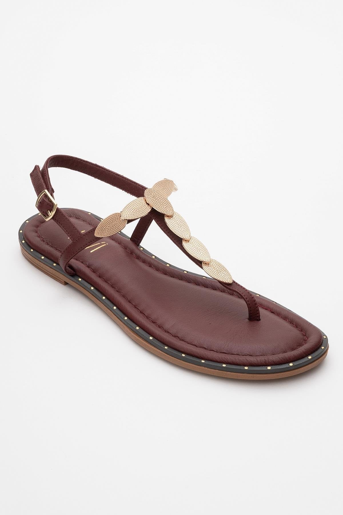 Marea - Burgundy Leather Flat Sandal (Women)