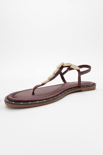 Marea - Burgundy Leather Flat Sandal (Women)