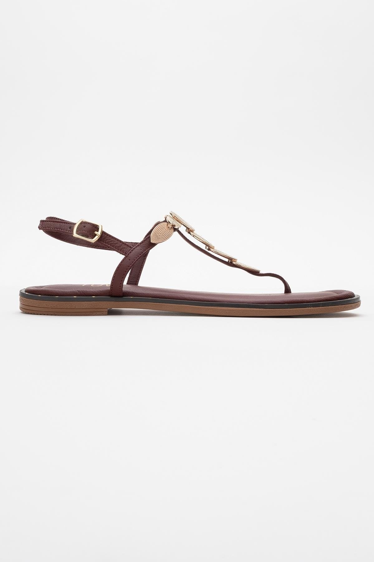 Marea - Burgundy Leather Flat Sandal (Women)