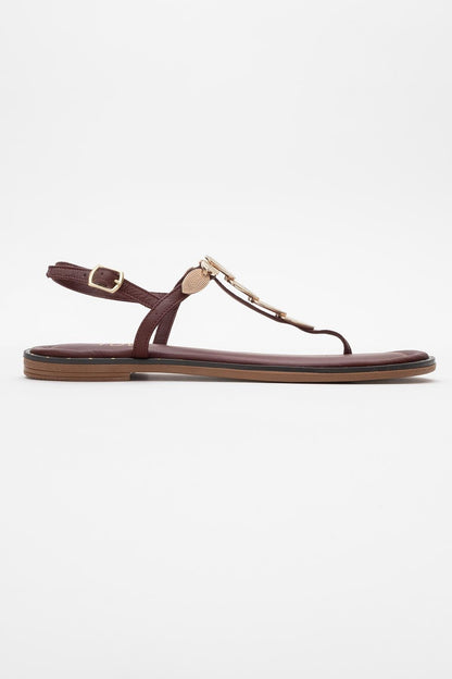 Marea - Burgundy Leather Flat Sandal (Women)