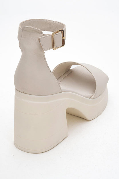 MARGOT Beige Leather Platform Sandal (Women)