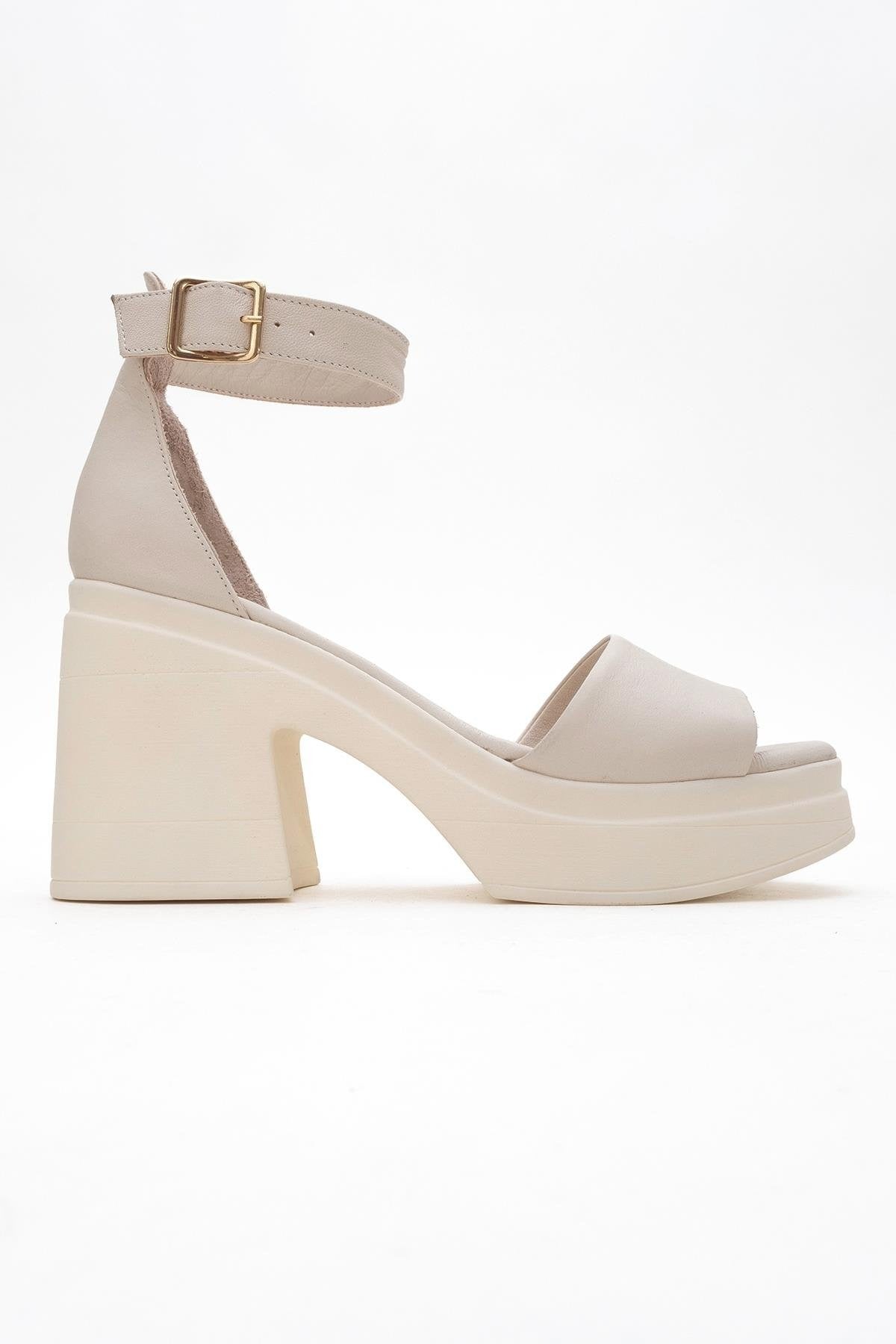MARGOT Beige Leather Platform Sandal (Women)