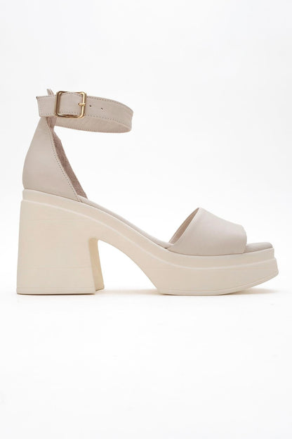 MARGOT Beige Leather Platform Sandal (Women)