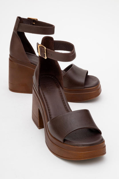 MARGOT - Brown Leather Platform Sandal (Women)