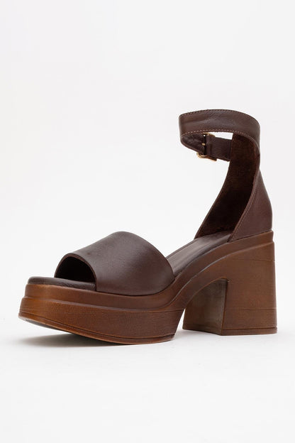 MARGOT - Brown Leather Platform Sandal (Women)