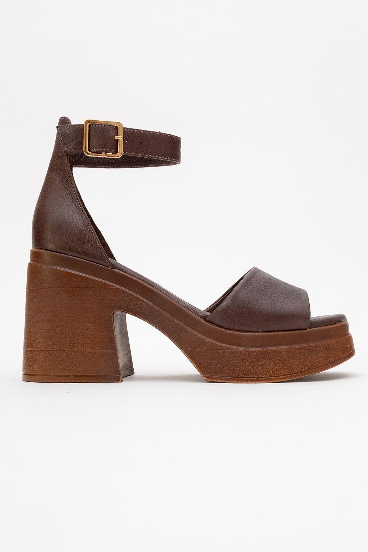 MARGOT - Brown Leather Platform Sandal (Women)
