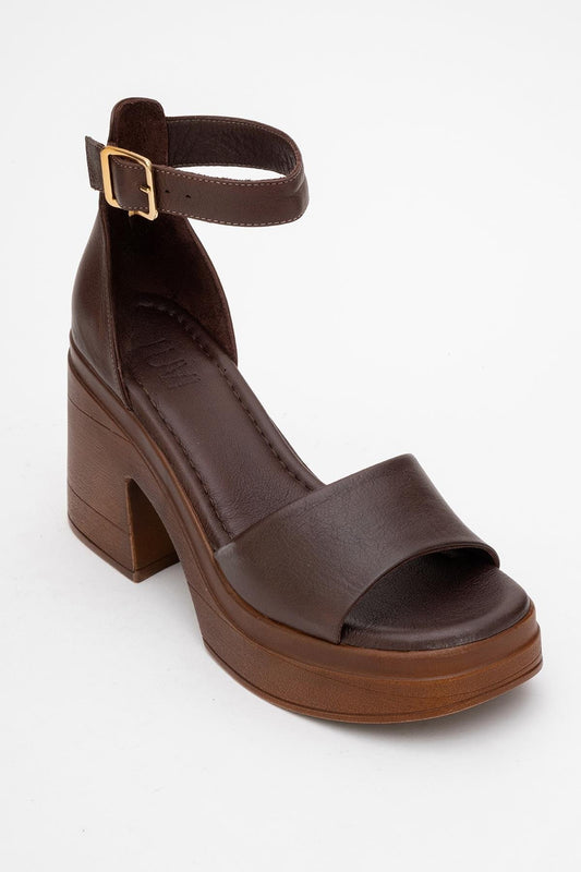 MARGOT - Brown Leather Platform Sandal (Women)