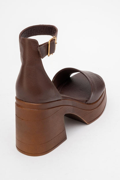 MARGOT - Brown Leather Platform Sandal (Women)