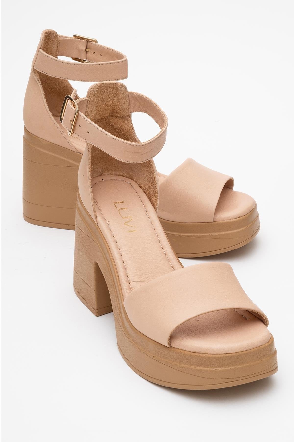 MARGOT - Cream Beige Leather Platform Sandal (Women)