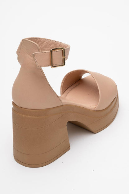 MARGOT - Cream Beige Leather Platform Sandal (Women)