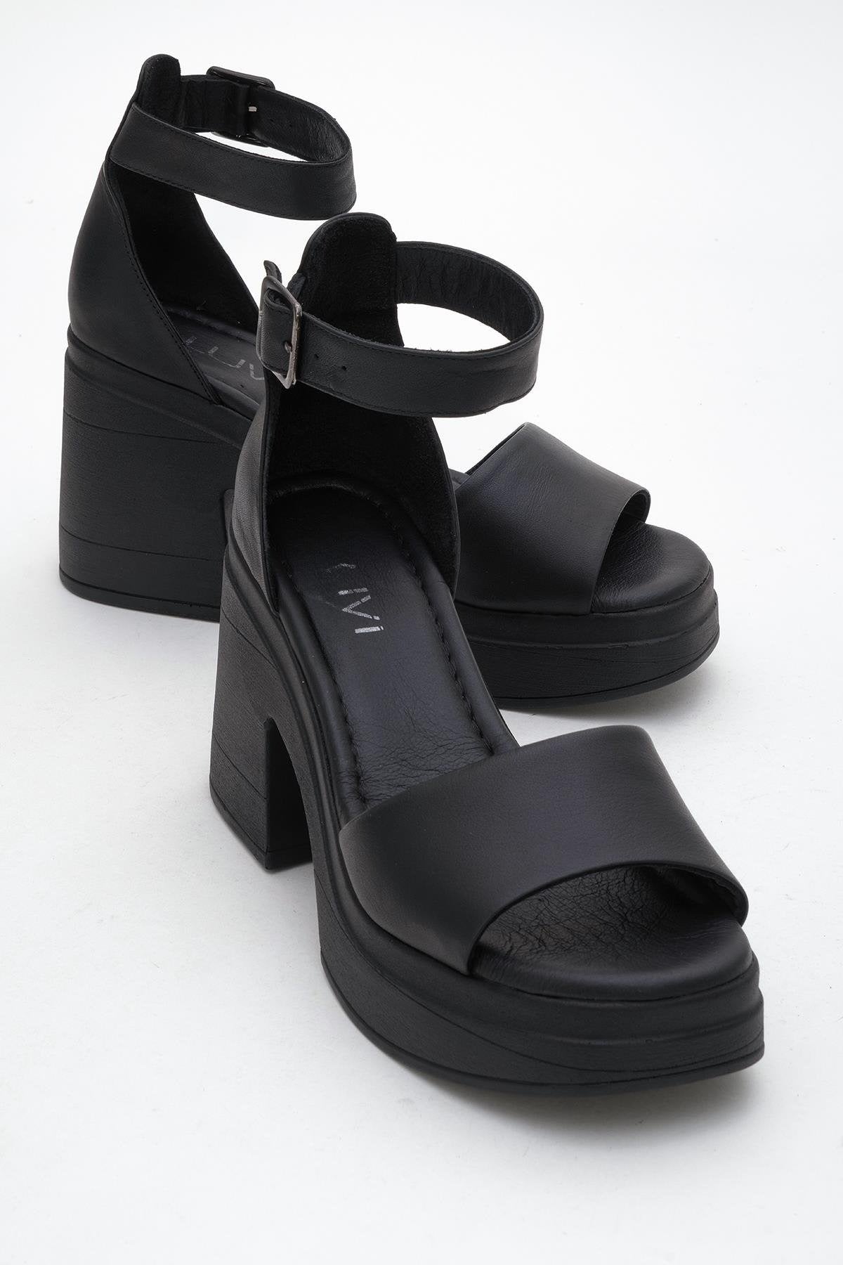MARGOT Black Leather Platform Sandal (Women)