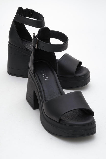 MARGOT Black Leather Platform Sandal (Women)