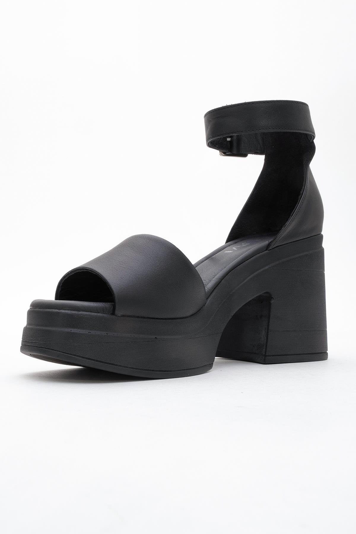 MARGOT Black Leather Platform Sandal (Women)