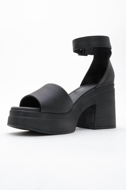 MARGOT Black Leather Platform Sandal (Women)