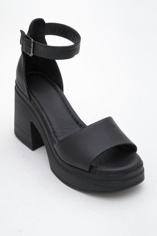 Sandalia de plataforma de cuero negro MARGOT (Mujer)