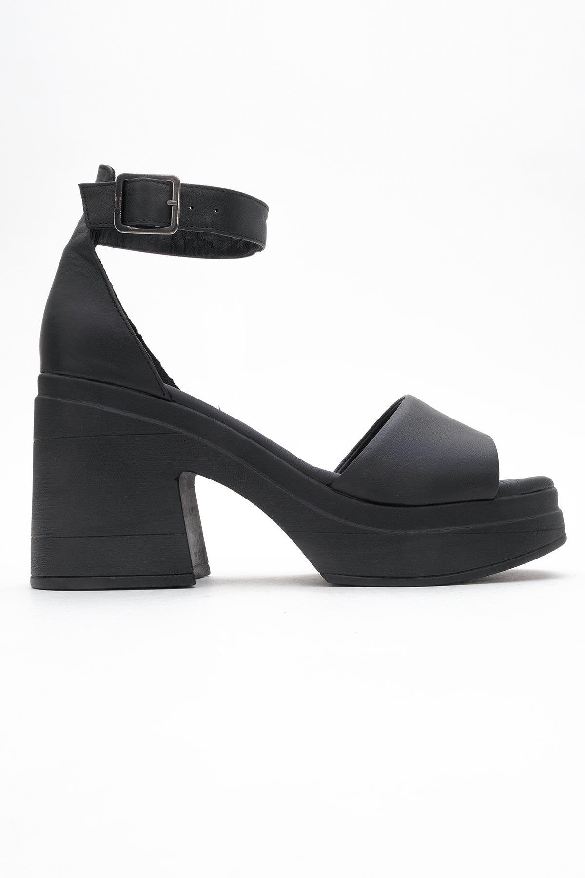 MARGOT Black Leather Platform Sandal (Women)