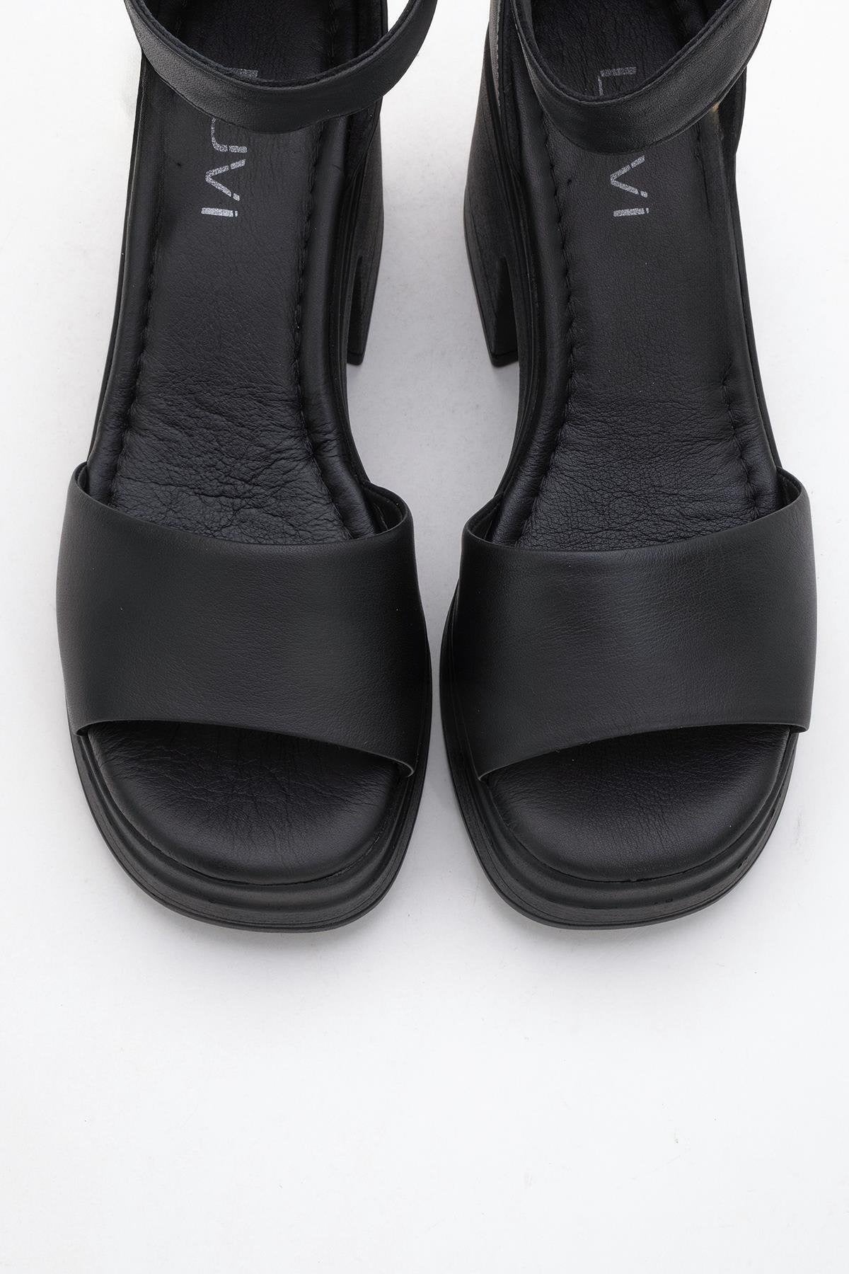 MARGOT Black Leather Platform Sandal (Women)