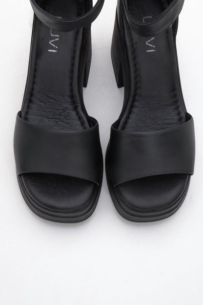 MARGOT Black Leather Platform Sandal (Women)