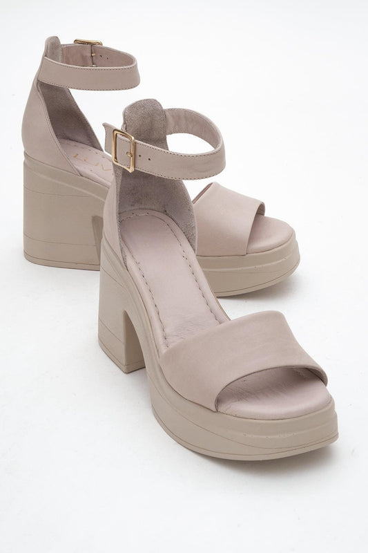 MARGOT Dark Beige Leather Platform Sandal (Women)